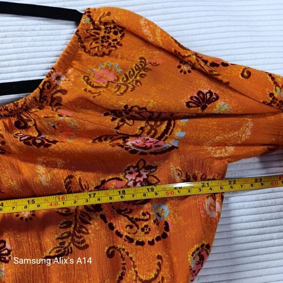 Mudd Womens Long Sleeve Tunic Romper Sz Medium Junior Floral Cottage Boho Orang - Picture 4 of 14